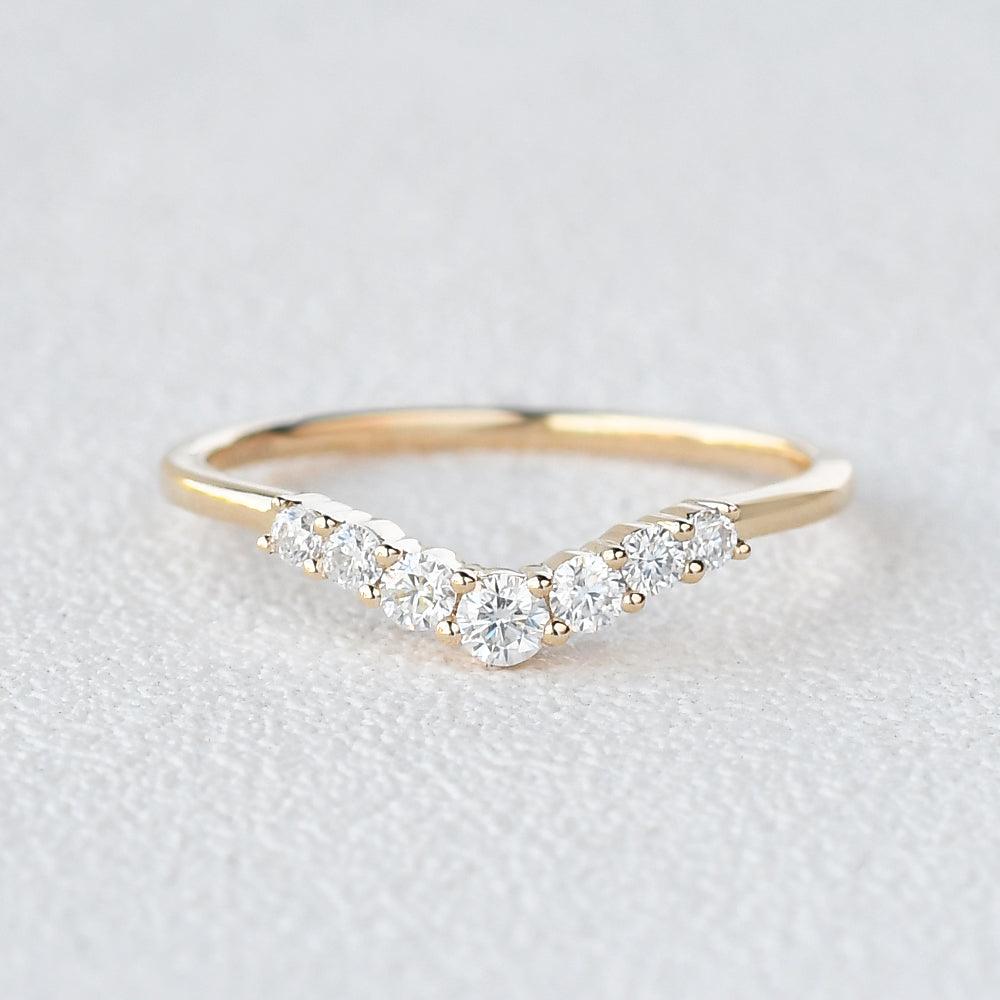 
                  
                    0.22 CT Round Cut Curved Moissanite Wedding Band
                  
                