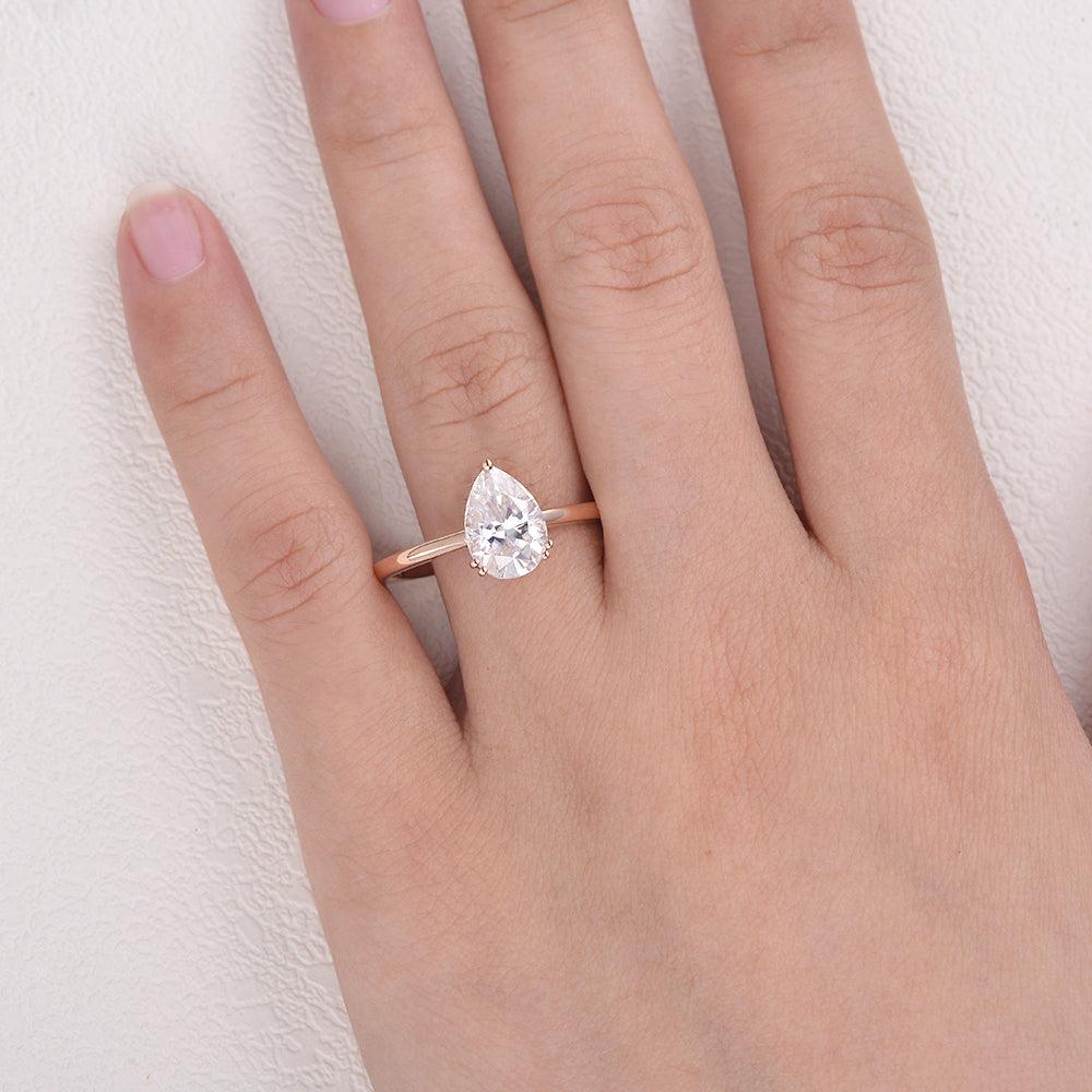 1.93 CT Pear Cut Solitaire Moissanite Engagement Ring 2