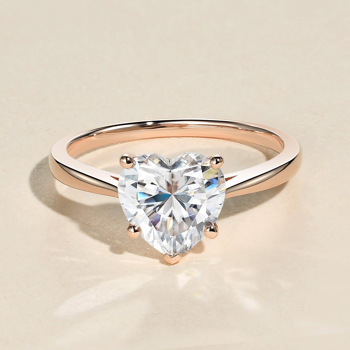 2.0 CT Heart Cut Solitaire Moissanite Engagement Ring