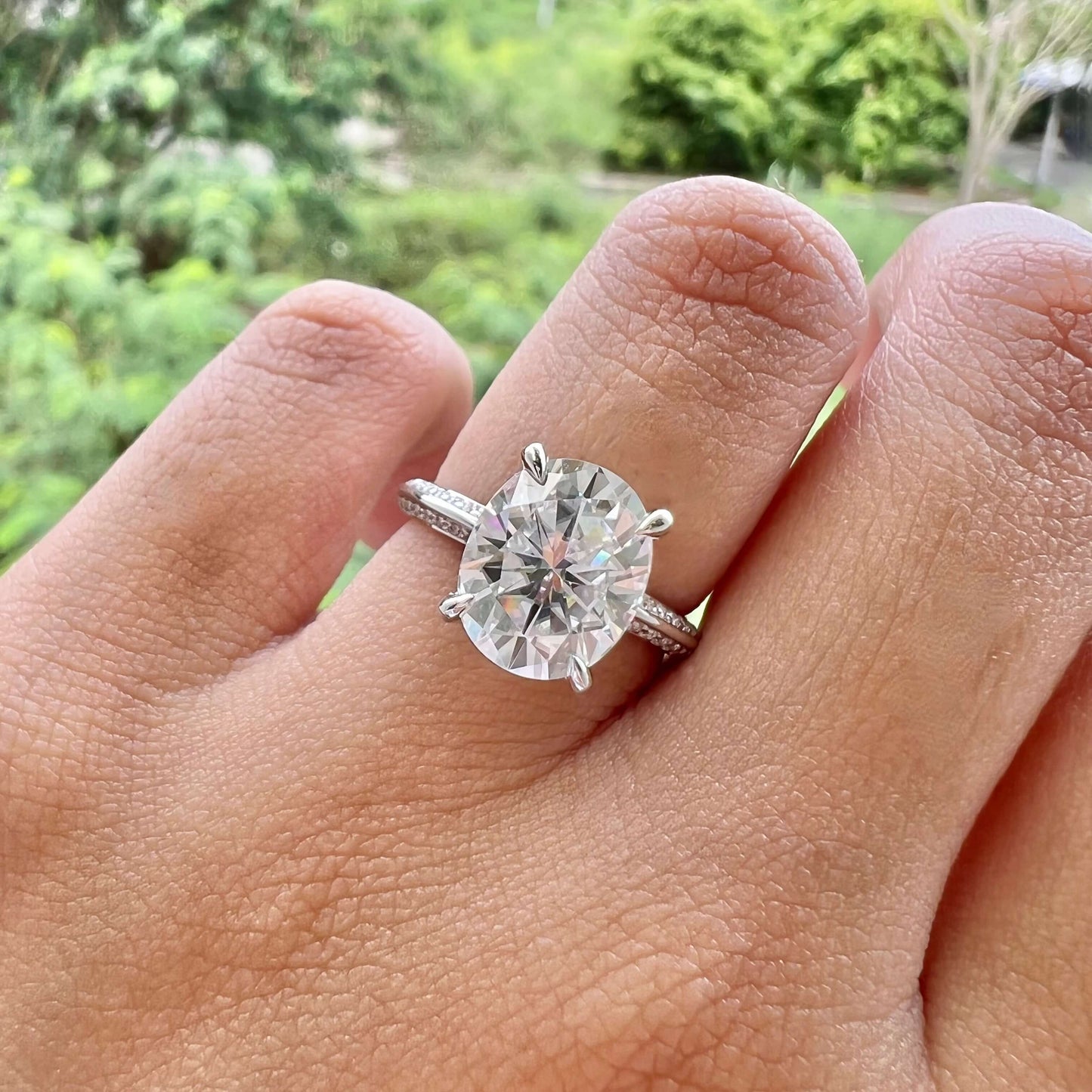 5.18 CT Oval Cut Hidden Halo Moissanite Engagement Ring 1