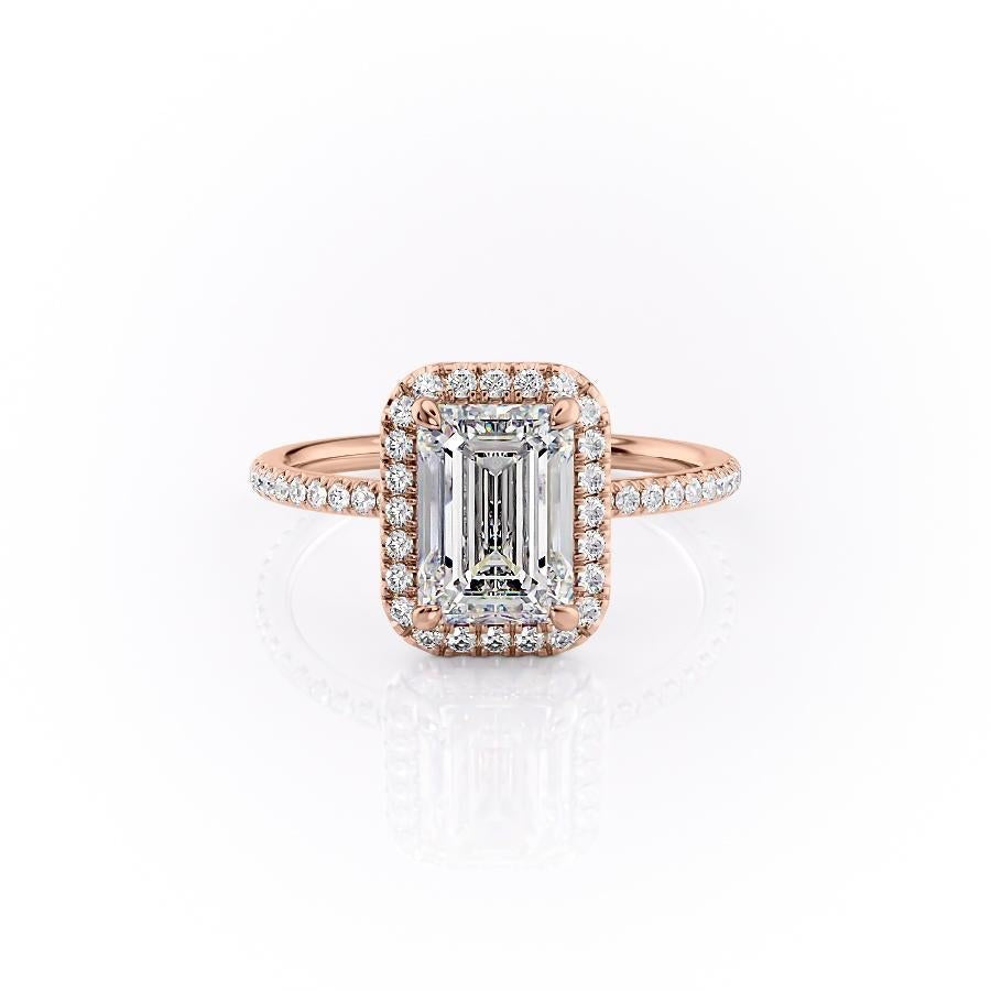
                  
                    2.10 CT Emerald Cut Halo Pave Setting Moissanite Engagement Ring 12
                  
                
