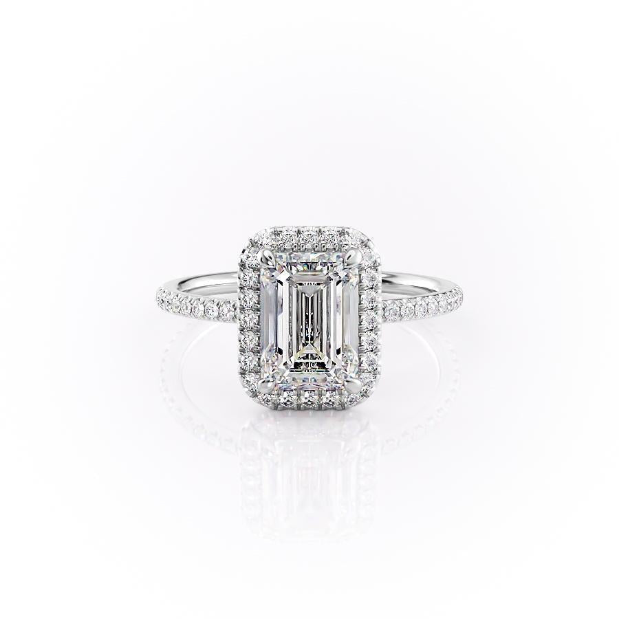 
                  
                    2.10 CT Emerald Cut Halo Pave Setting Moissanite Engagement Ring 10
                  
                