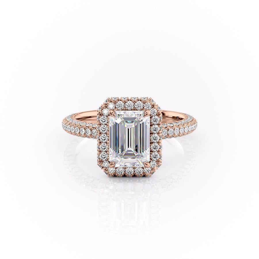 
                  
                    1.91 CT Emerald Cut Halo Triple Pave Setting Moissanite Engagement Ring 12
                  
                