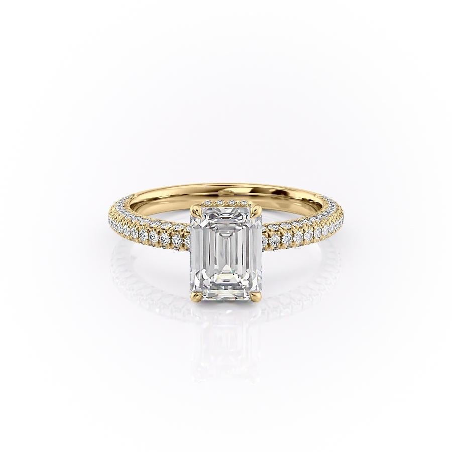 
                  
                    1.91 CT Emerald Cut Solitaire Triple Pave Setting Moissanite Engagement Ring 11
                  
                