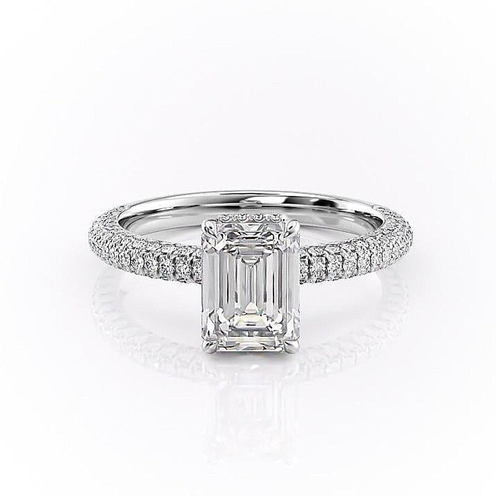 
                  
                    1.91 CT Emerald Cut Solitaire Triple Pave Setting Moissanite Engagement Ring 10
                  
                