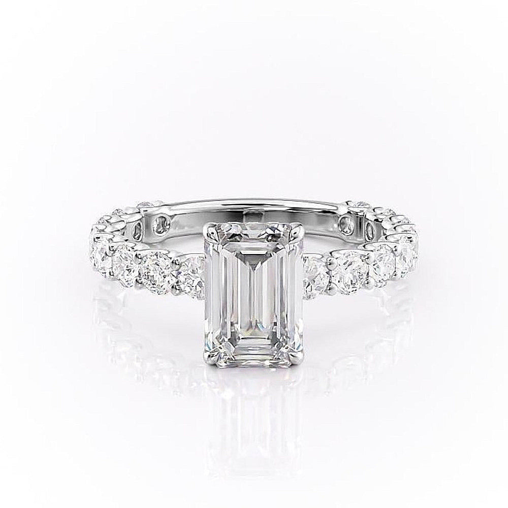 
                  
                    2.30 CT Emerald Cut Pave Setting Moissanite Engagement Ring 10
                  
                