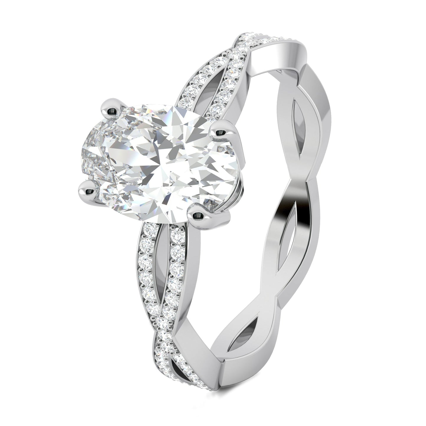 
                  
                    1.33 CT Oval Cut Twisted Pave Moissanite Engagement Ring 7
                  
                