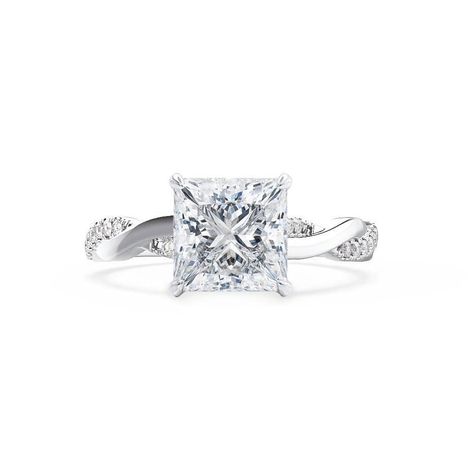 1.92 CT Princess Shaped Moissanite Solitaire Twisted Style Engagement Ring 2