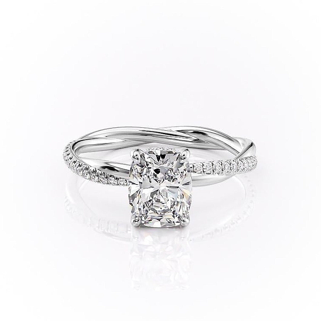 
                  
                    2.0 CT Elongated Cushion Cut Solitaire Twisted Pave Moissanite Engagement Ring
                  
                