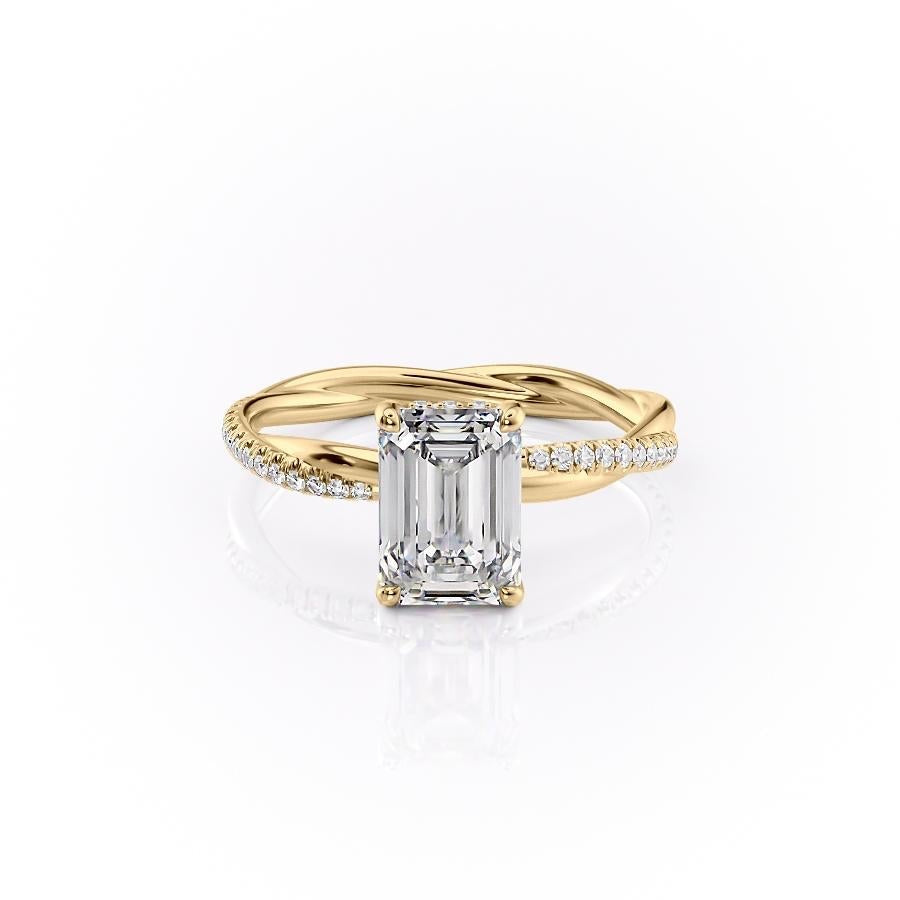 
                  
                    2.10 CT Emerald Cut Solitaire Twisted Pave Moissanite Engagement Ring 11
                  
                