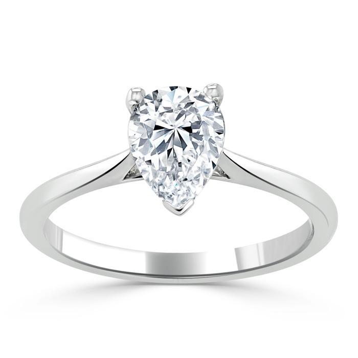 0.75 CT Pear Cut Solitaire Moissanite Engagement Ring 2