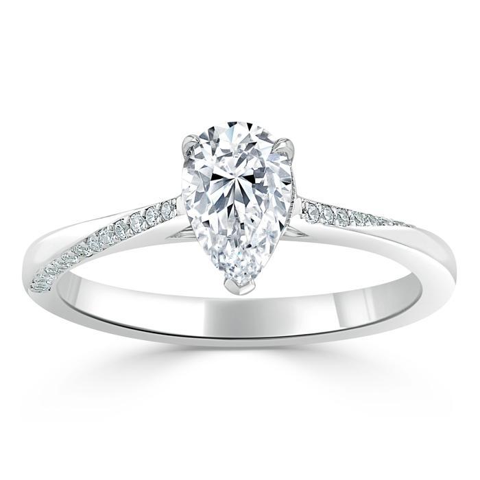 0.75 CT Pear Cut Solitaire Moissanite Engagement Ring 2