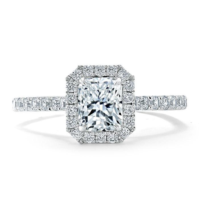1.0 CT Radiant Cut Halo Pave Setting Moissanite Engagement Ring 1