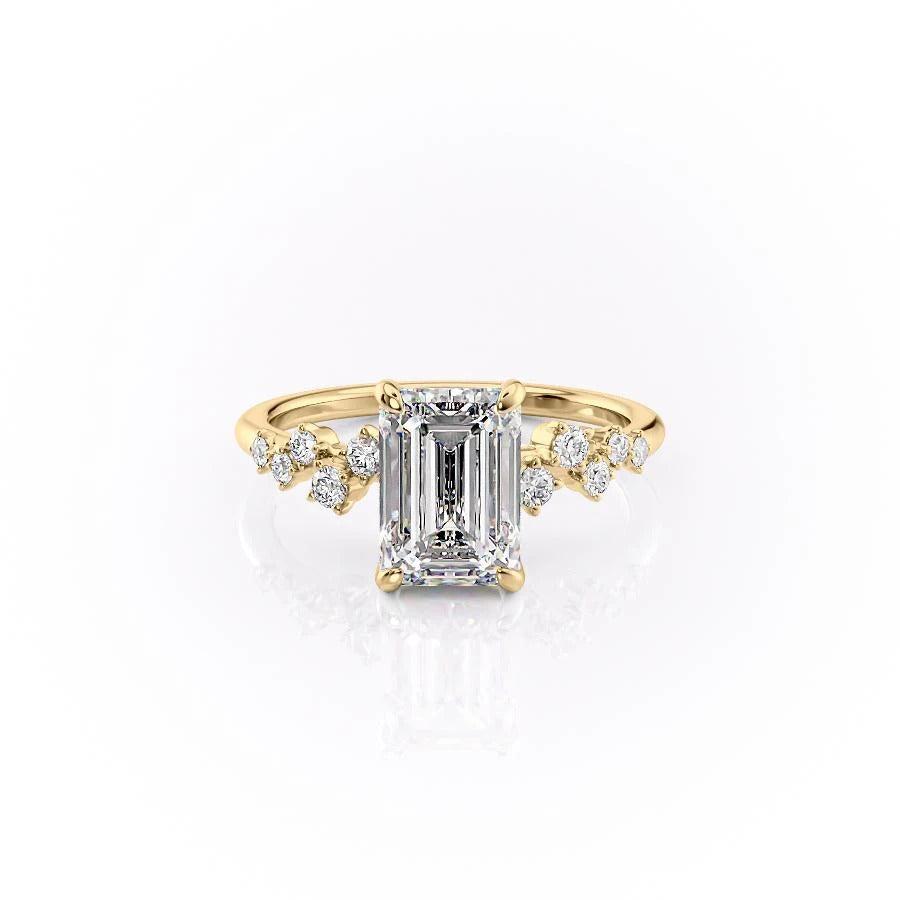 
                  
                    2.10 CT Emerald Cut Cluster Moissanite Engagement Ring 11
                  
                