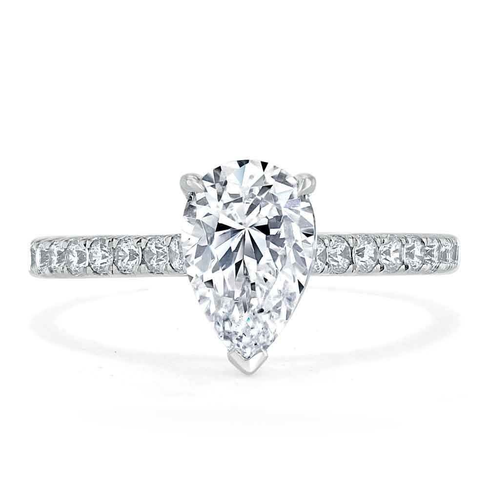 1.33 CT Pear Cut Solitaire Pave Setting Moissanite Engagement Ring 1