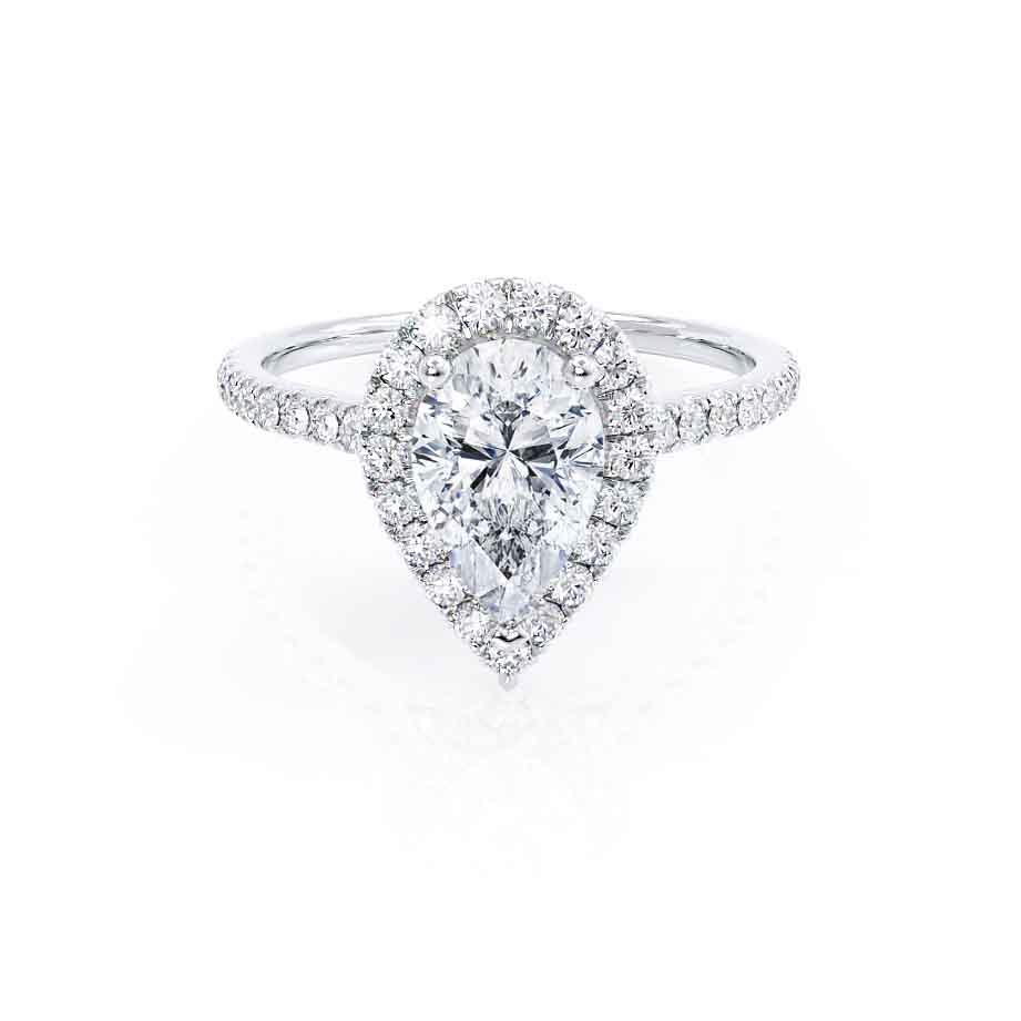 0.94 CT Pear Shaped Moissanite Halo Engagement Ring 2