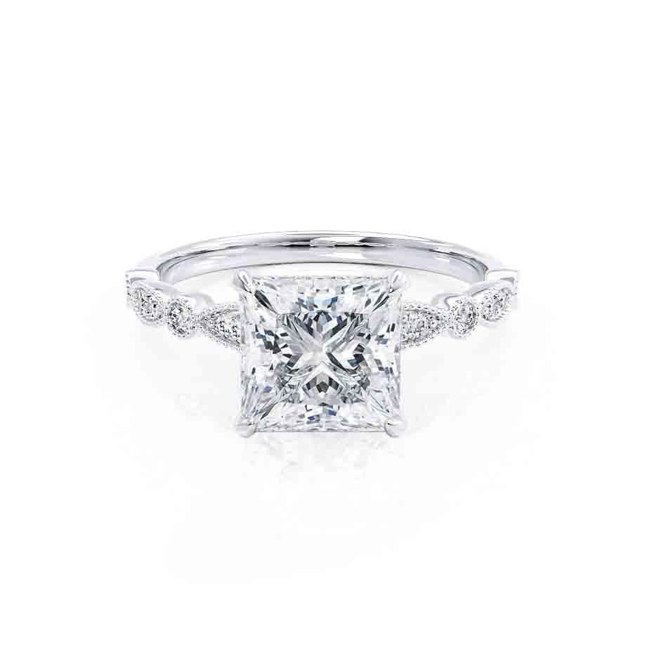 1.50 CT Princess Shaped Moissanite Solitaire Engagement Ring 1