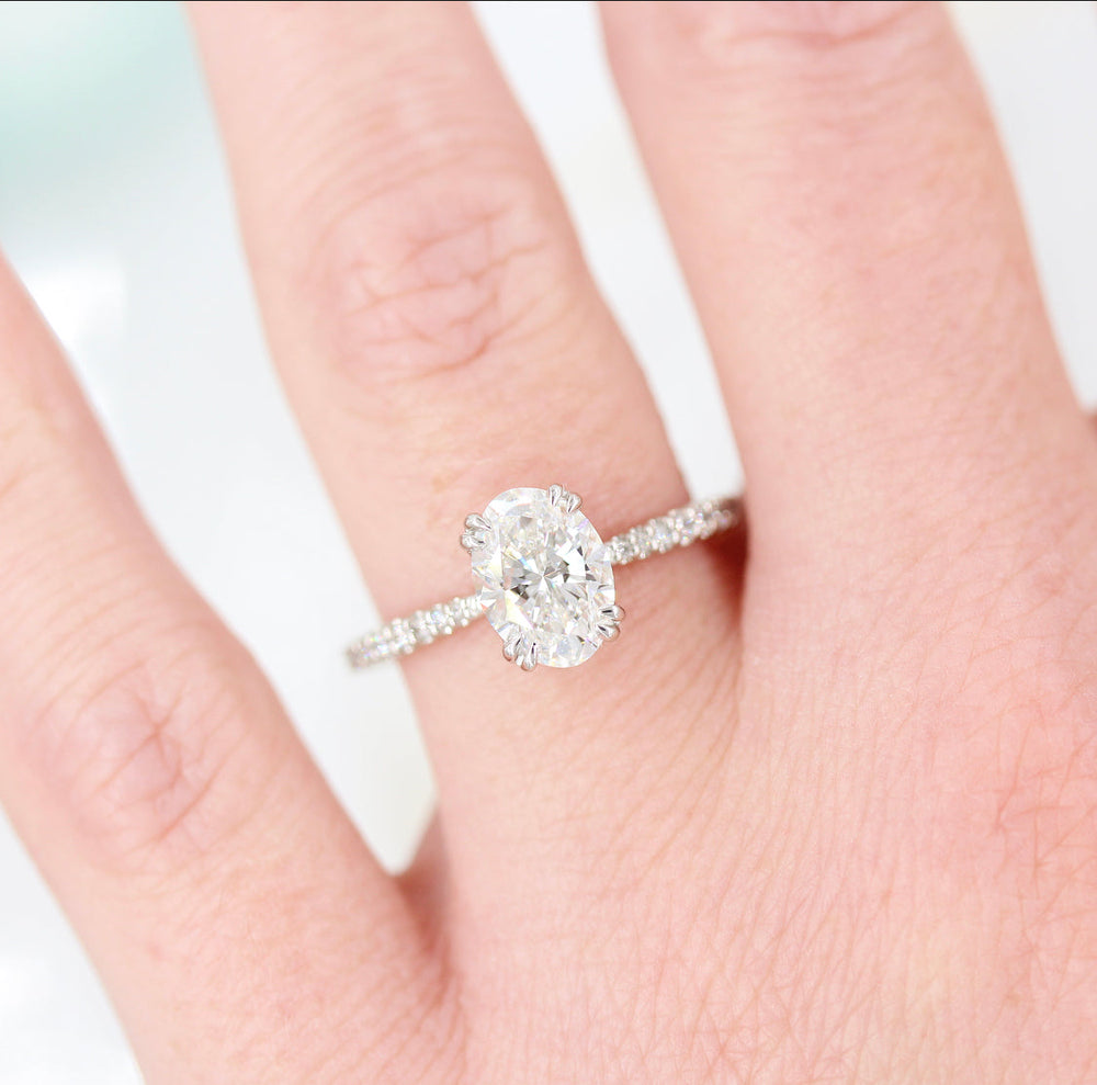 1.91 CT Oval Solitaire Moissanite Engagement Ring With Pave Setting 2