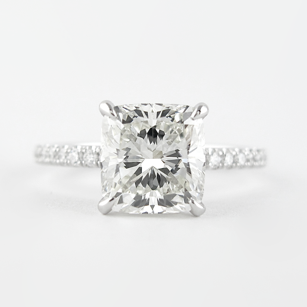 1.80 CT Cushion Hidden Halo & Pave Moissanite Engagement Ring