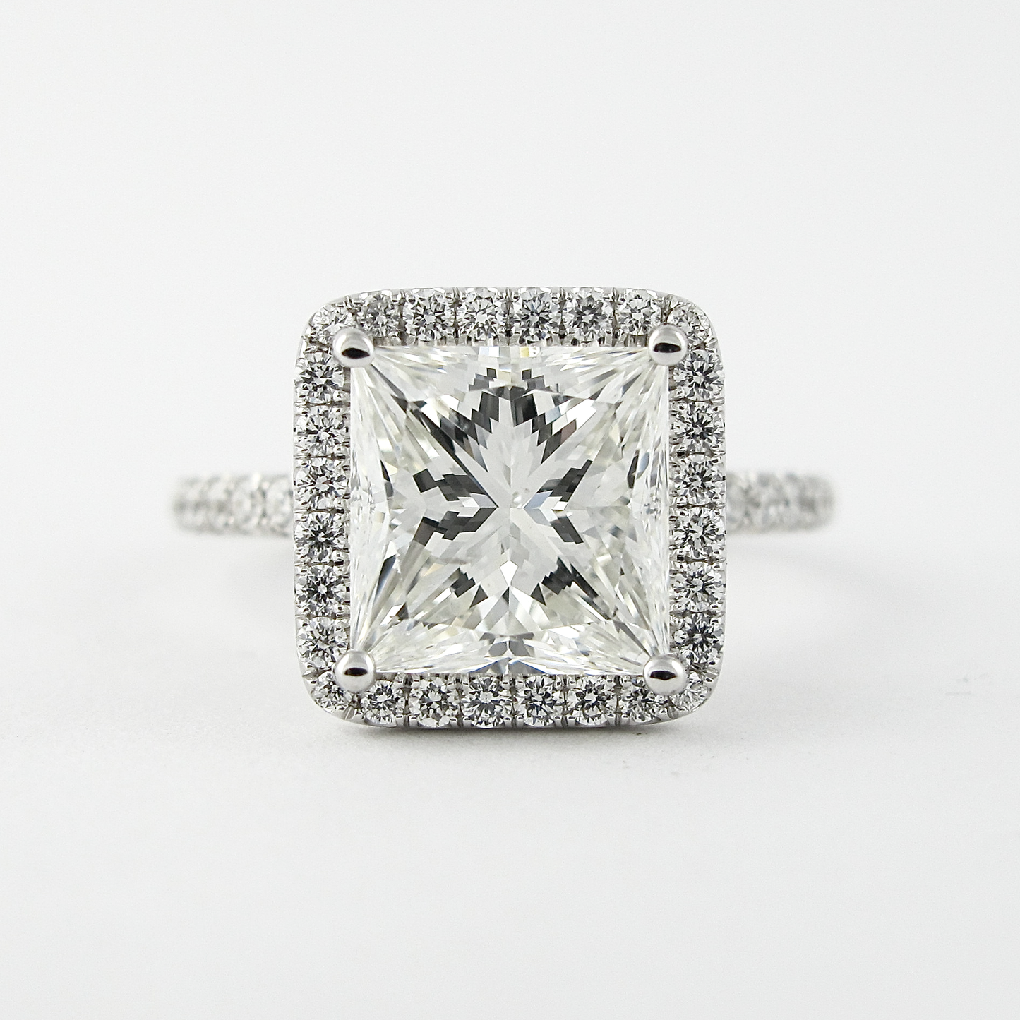 2.0 CT Princess Cut Halo Style Moissanite Engagement Ring 1