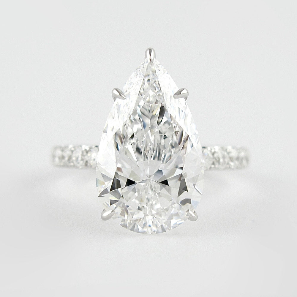 2.10 CT Pear Cut Hidden Halo & Pave Moissanite Engagement Ring 1