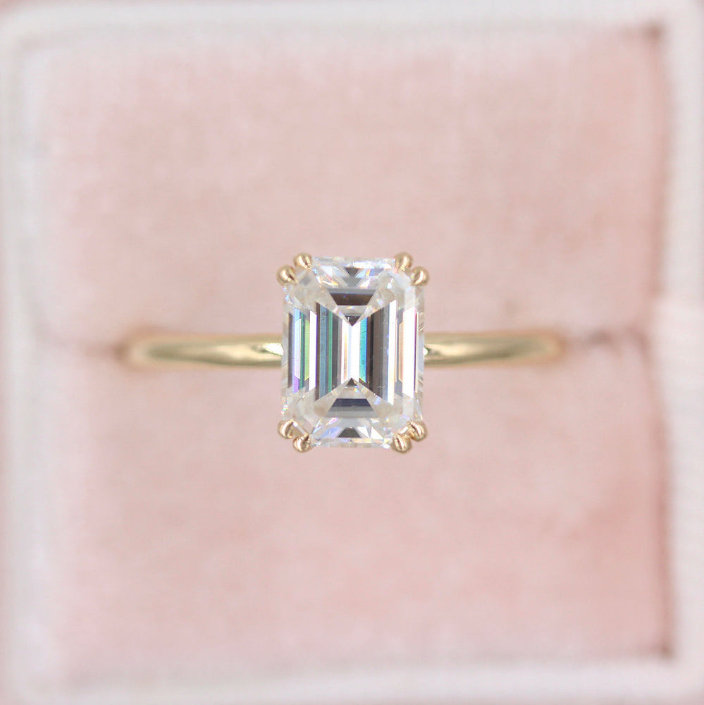1.55 CT Emerald Cut Solitaire Moissanite Engagement Ring 1