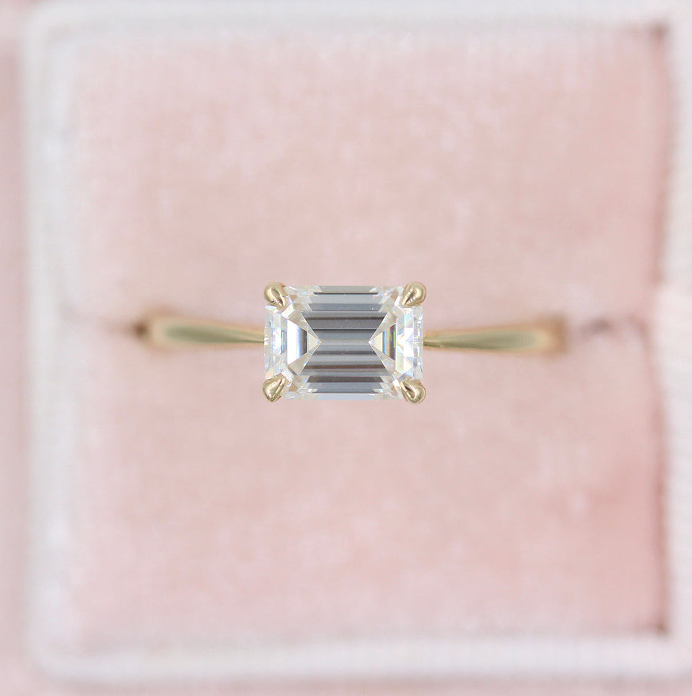 1.55 CT Emerald Cut Solitaire Moissanite Engagement Ring