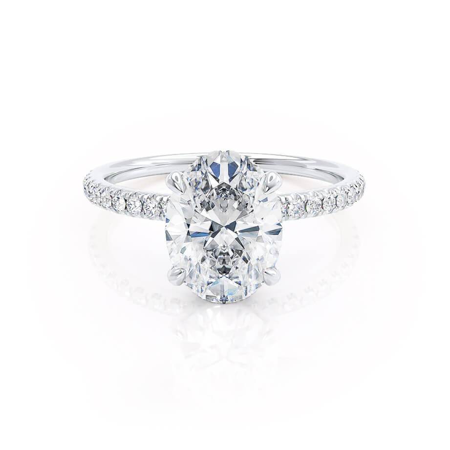 1.50 CT Oval Shaped Hidden Halo Moissanite Engagement Ring 1