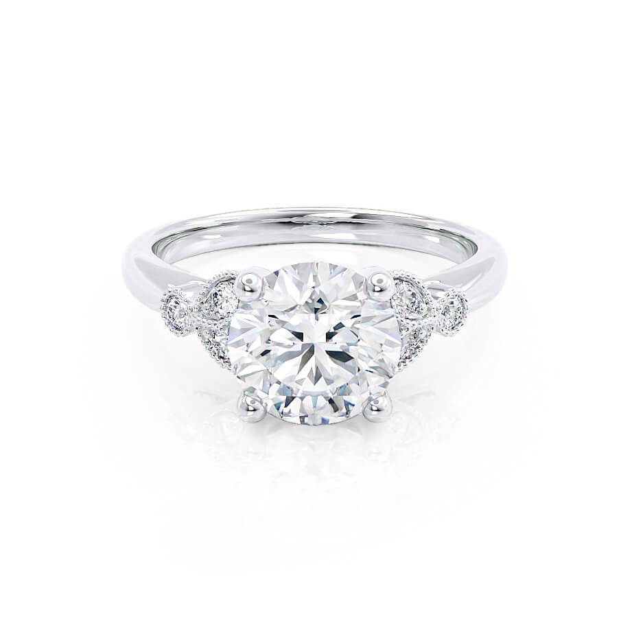 1.50 CT Round Shaped Moissanite Cluster Style Engagement Ring 2