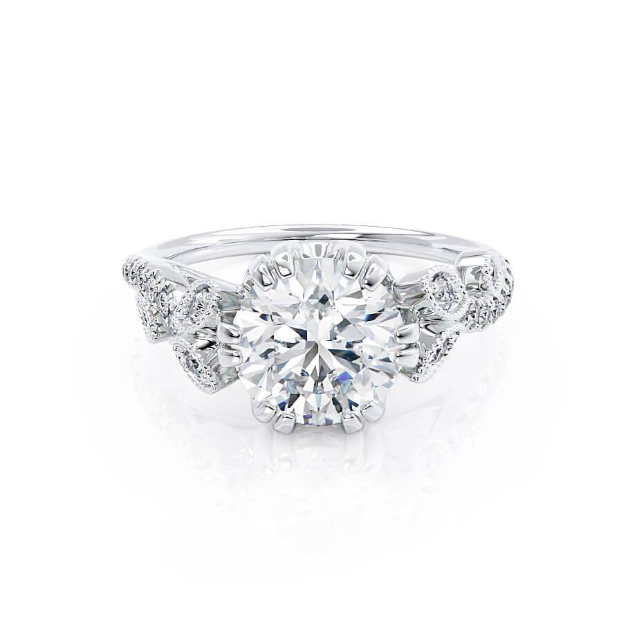 1.50 CT Round Shaped Moissanite Cluster Style Engagement Ring 1