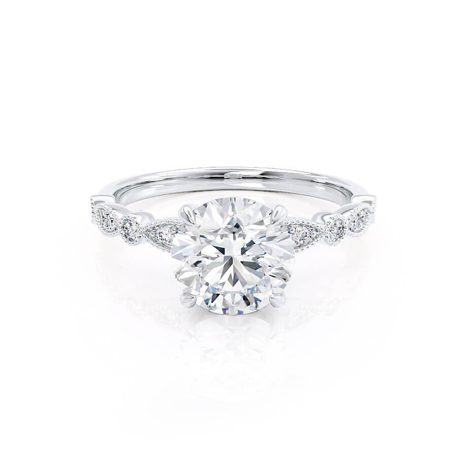 1.0 CT Round Shaped Moissanite Solitaire Pave Setting Engagement Ring 2