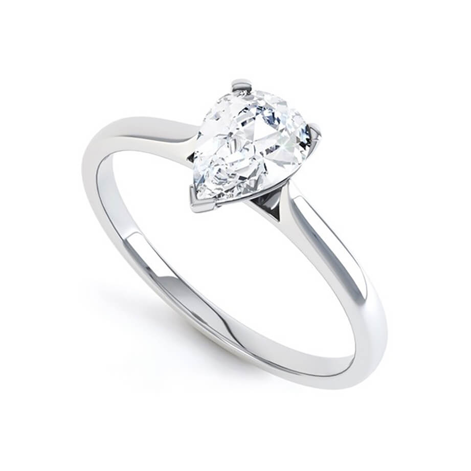 0.94 CT Pear Shaped Moissanite Solitaire Engagement Ring