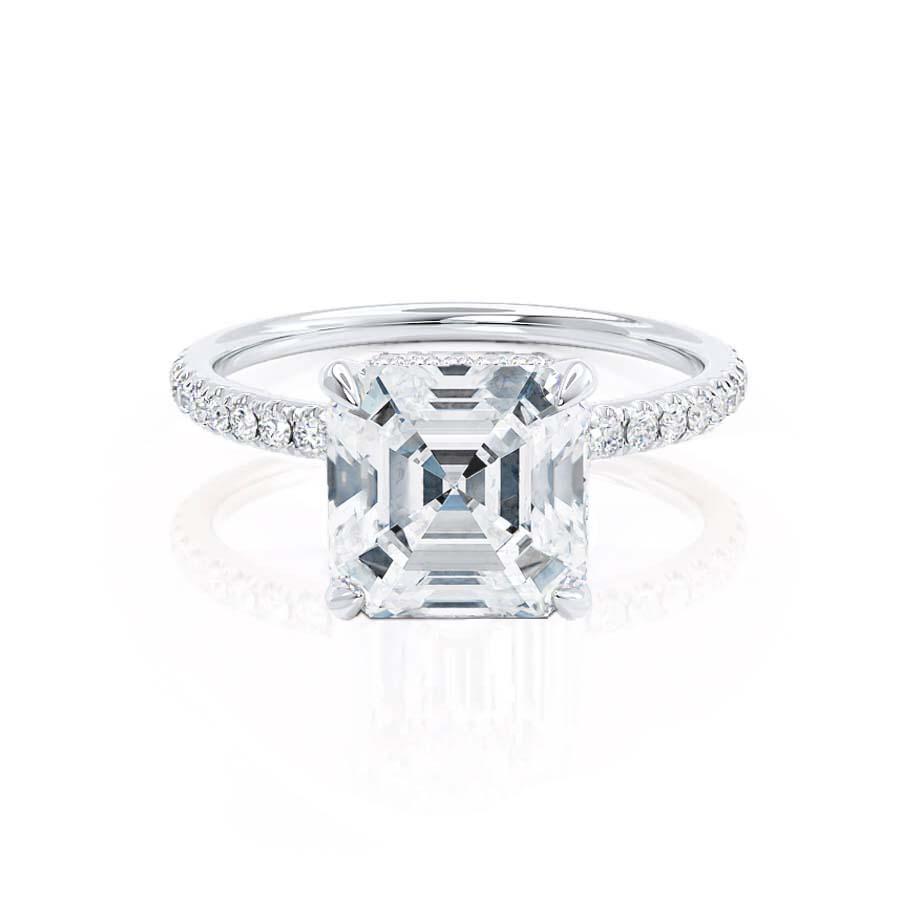 1.30 CT Asscher Shaped Hidden Halo Moissanite Engagement Ring 3