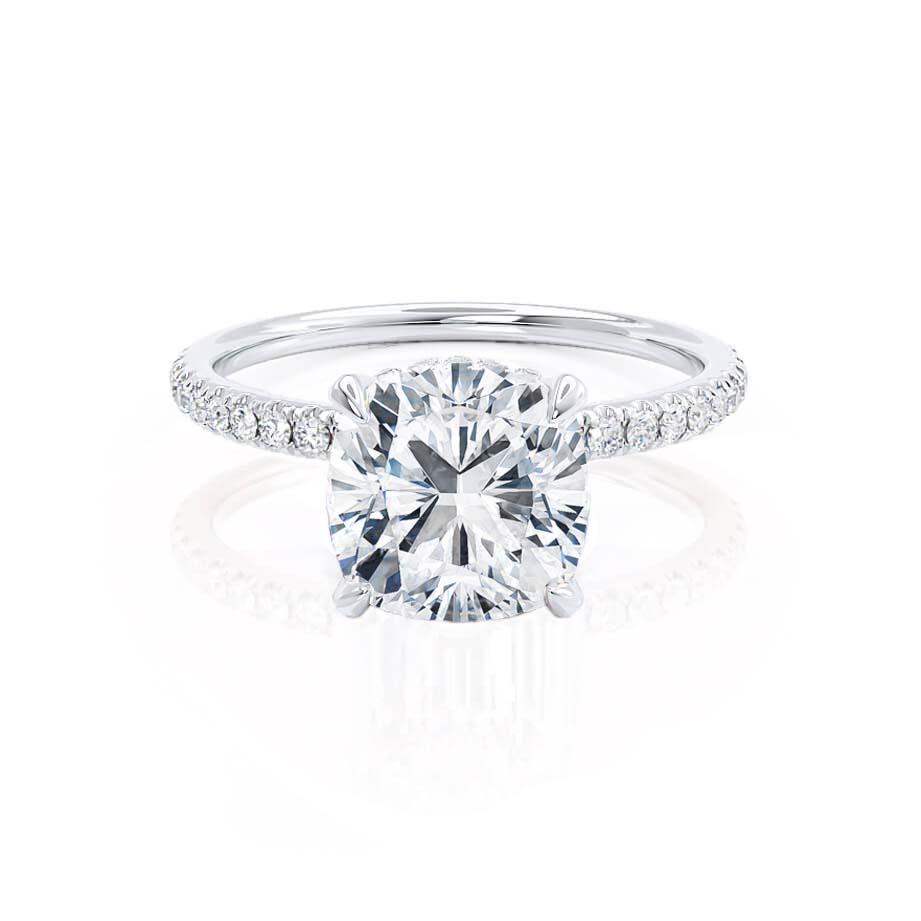 2.40 CT Cushion Shaped Moissanite Hidden Halo Style Engagement Ring 4