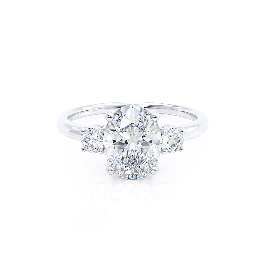 2.52 CT Oval Shaped Moissanite Three Stone Engagement Ring 1