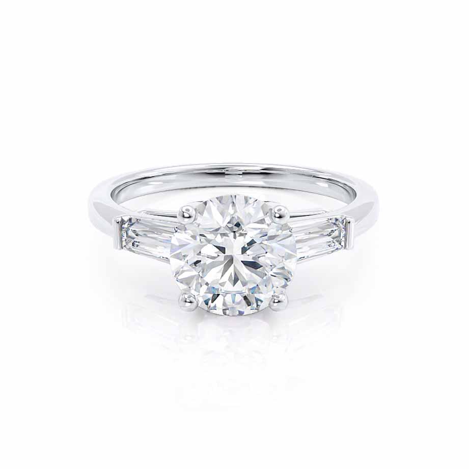 1.0 CT Round Shaped Moissanite Three Stone Style Engagement Ring 1