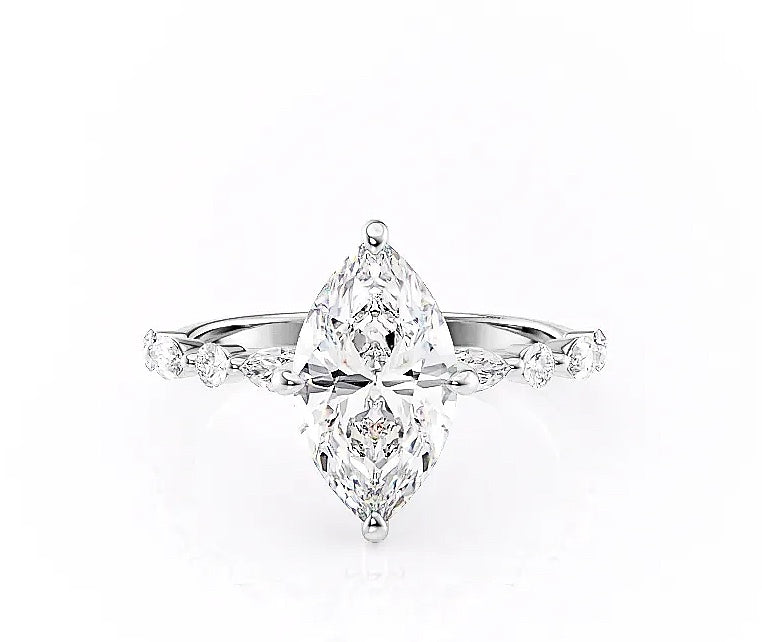 
                  
                    1.58 CT Marquise Cut Solitaire Pave Setting Moissanite Engagement Ring 10
                  
                