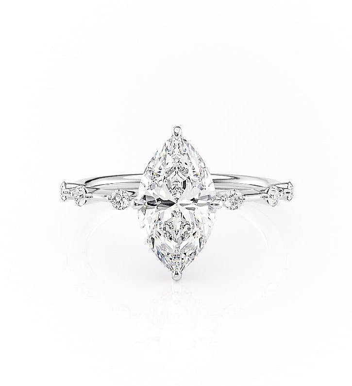 1.58 CT Marquise Cut Solitaire Dainty Engagement Ring With Hidden Halo Setting 1