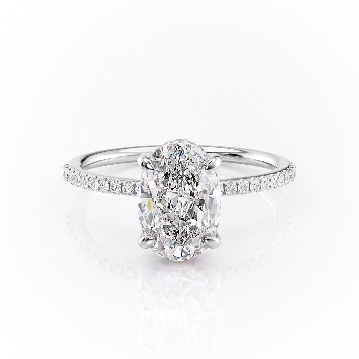 2.10 CT Oval Cut Solitaire & Pave Setting Moissanite Engagement Ring 1