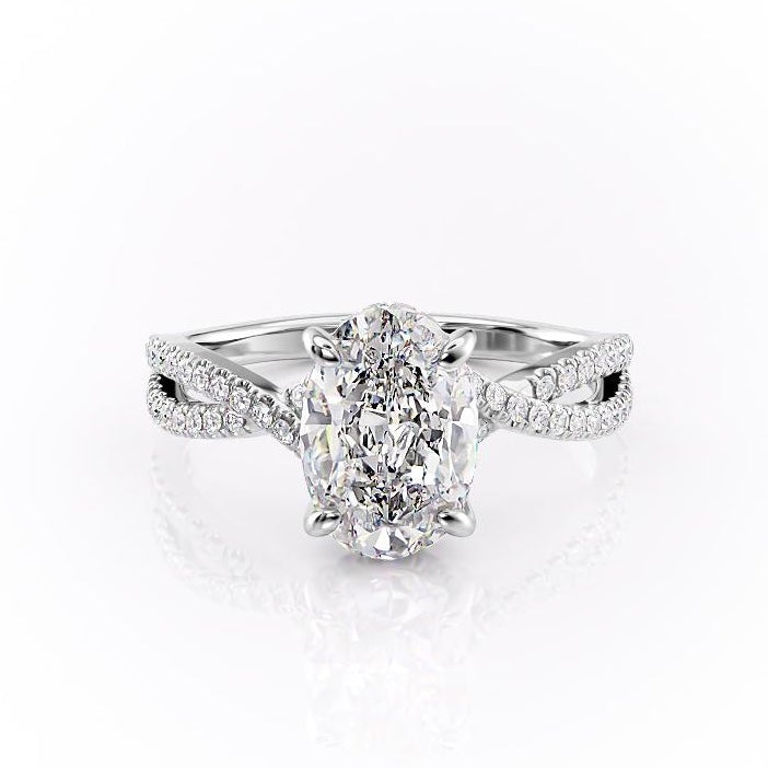 
                  
                    2.10 CT Oval Solitaire Cross Over Pave Set Moissanite Engagement Ring
                  
                