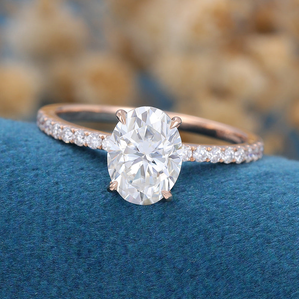 
                  
                    1.33 CT Oval Shaped Moissanite Solitaire Pave Engagement Ring
                  
                