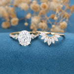 2.72 CT Oval Shaped Moissanite Pave Setting Bridal Set 4
