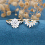 2.72 CT Oval Shaped Moissanite Pave Setting Bridal Set 4