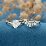 1.33 CT Oval Shaped Moissanite Cluster Bridal Set 4