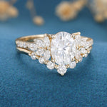 1.33 CT Oval Shaped Moissanite Cluster Bridal Set 3