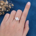 1.33 CT Oval Shaped Moissanite Cluster Bridal Set 2