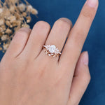 1.33 CT Oval Shaped Moissanite Cluster Bridal Set 4