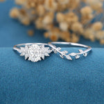 1.33 CT Oval Shaped Moissanite Cluster Bridal Set 4