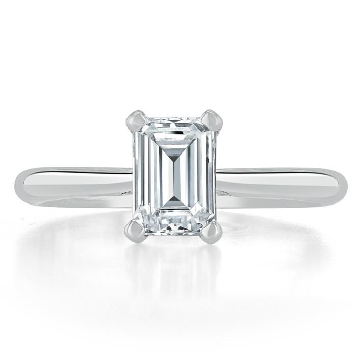 1.0 CT Emerald Cut Moissanite Solitaire Engagement Ring 1
