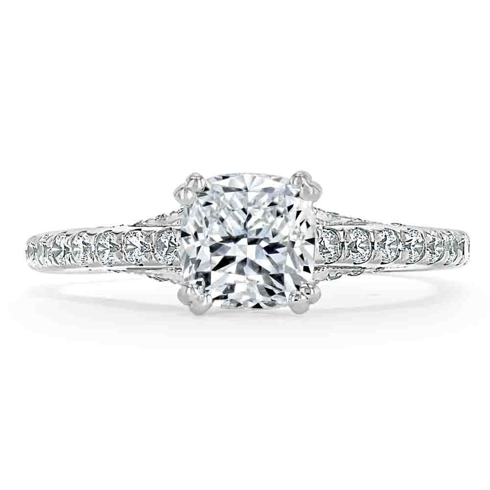 1.0 CT Cushion Cut Hidden Halo Pave Moissanite Engagement Ring 1